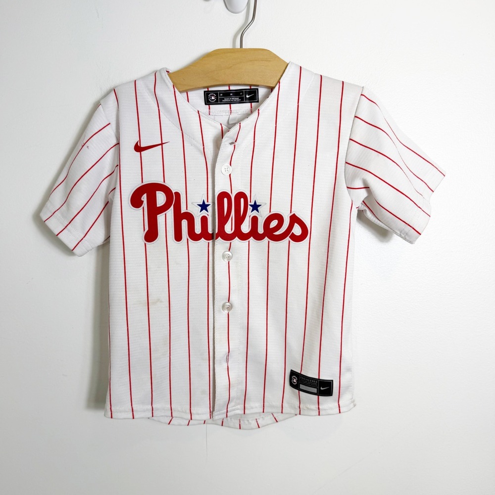 Nike Baseball Jersey Boys 4T White Red Pinstripe Philadelphia Phillies MLB